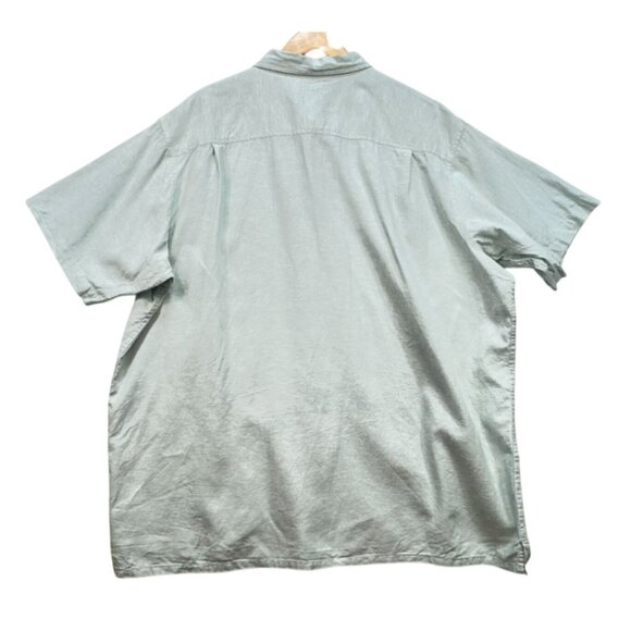 Red Head Mens Linen Blend Short Sleeve Button-Down Shirt 2XL Light Green - Picture 9 of 11